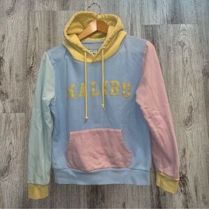 Malibu Colorblock Hoodie Pastel Yellow Blue Pink | Size L